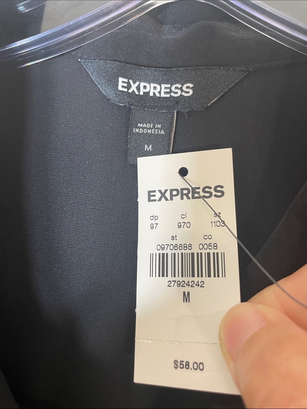 Express Black Long-Sleeve Tunic Button-Up Shirt Dress. M. NWT. - Picture 2 of 6